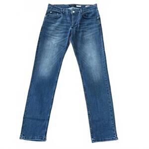 NEW RON TOMSON men's amsterdam style straight tapered jeans in dark blue